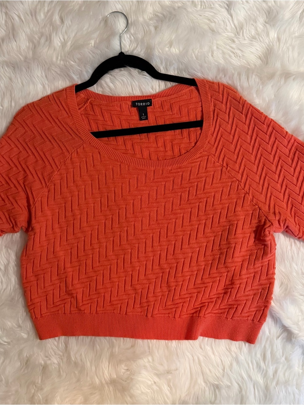 Torrid Coral Textured Short Sleeve Knit Top